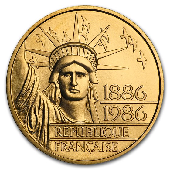 1986 France Gold 100 Francs Statue of Liberty BU 1986 France Gold 100 Francs Statue of Liberty BU